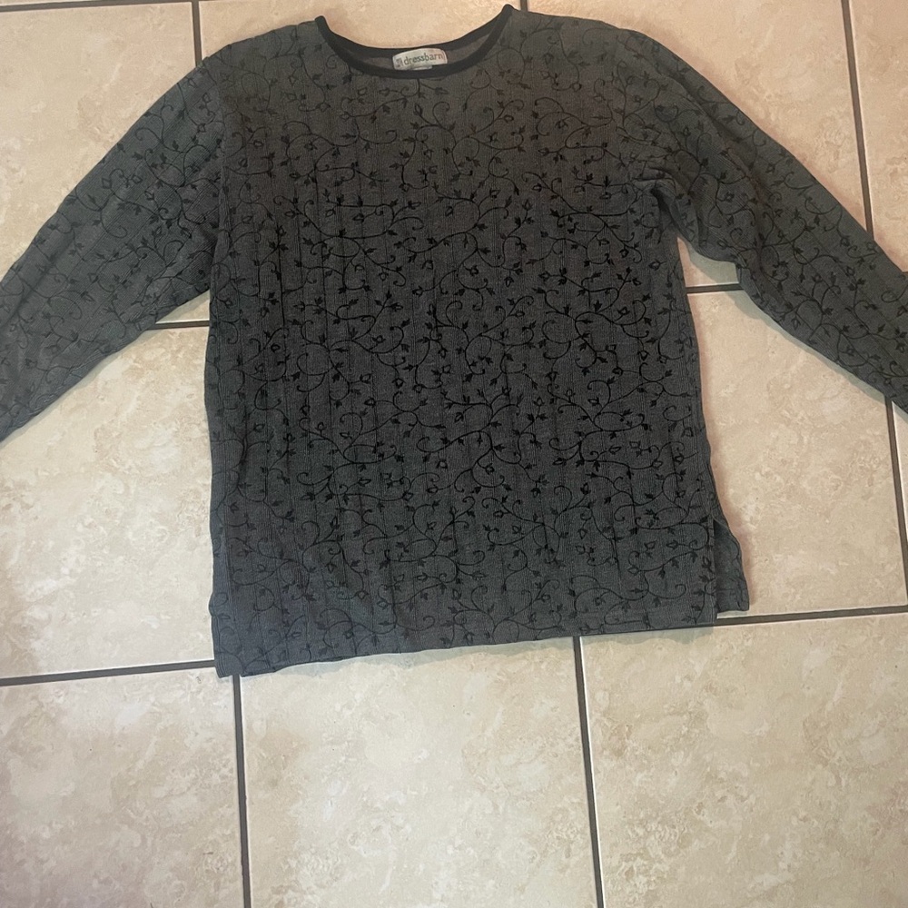 Dressbarn Charcoal Long Sleeve Top